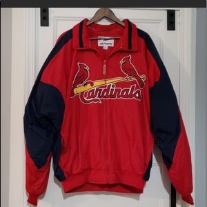 Majestic Cardinals Baseball Mens XXL Fleece Lined Nylon Jacket Full Zip Red